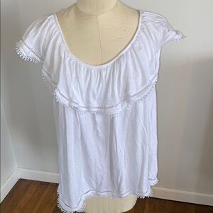 Falls Creek White Ruffled Cap Sleeve Top